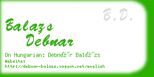 balazs debnar business card